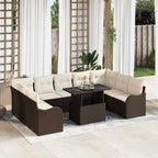 Garten-Sofa-Set mit Kissen 10 pcs Braun Poly Rattan