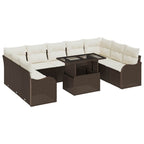Garten-Sofa-Set mit Kissen 10 pcs Braun Poly Rattan