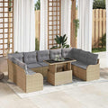 Garten-Sofa-Set mit Kissen 10 pcs Beige Poly Rattan