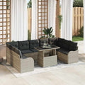 Garten-Sofa-Set mit Kissen 10 pcs Hellgrau Poly Rattan