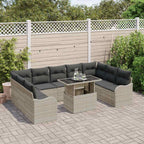 Garten-Sofa-Set mit Kissen 10 pcs Hellgrau Poly Rattan