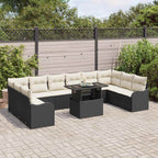 Garten-Sofa-Set mit Kissen 11 pcs Schwarz Poly Rattan