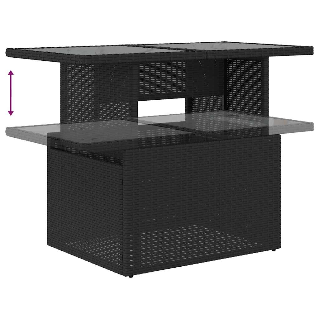 Garten-Sofa-Set mit Kissen 11 pcs Schwarz Poly Rattan