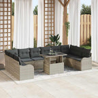 Garten-Sofa-Set mit Kissen 11 pcs Hellgrau Poly Rattan