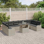 Garten-Sofa-Set mit Kissen 11 pcs Hellgrau Poly Rattan