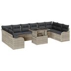 Garten-Sofa-Set mit Kissen 11 pcs Hellgrau Poly Rattan