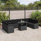 Garten-Sofa-Set mit Kissen 11 pcs Schwarz Poly Rattan