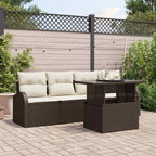 Gartensofa-set mit Kissen 5 pcs Braun Poly-Rattan