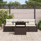 Gartensofa-set mit Kissen 5 pcs Braun Poly-Rattan