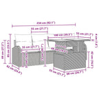 Gartensofa-set mit Kissen 5 pcs Braun Poly-Rattan
