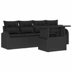 Gartensofa-set mit Kissen 5 pcs Schwarz Poly-Rattan