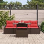 Gartensofa-set mit Kissen 5 pcs Braun Poly-Rattan