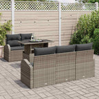 Gartensofa-set mit Kissen 6 pcs Grau Poly Rattan