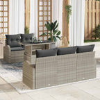 Gartensofa-set mit Kissen 6 pcs Hellgrau Poly Rattan