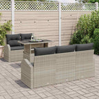 Gartensofa-set mit Kissen 6 pcs Hellgrau Poly Rattan