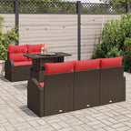 Gartensofa-set mit Kissen 6 pcs Braun Poly Rattan