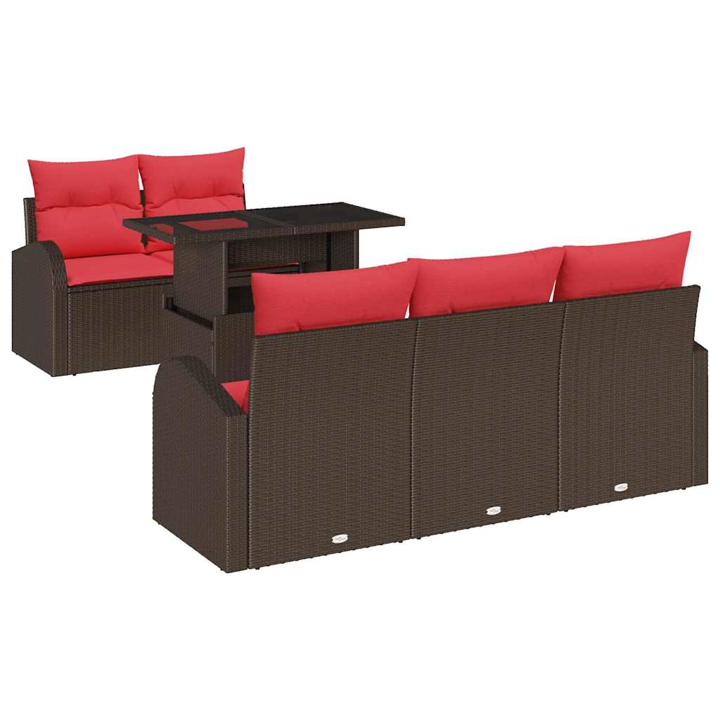 Gartensofa-set mit Kissen 6 pcs Braun Poly Rattan