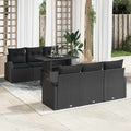 Gartensofa-set mit Kissen 7 pcs Schwarz Poly Rattan