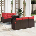 Gartensofa-set mit Kissen 7 pcs Braun Poly Rattan