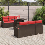 Gartensofa-set mit Kissen 7 pcs Braun Poly Rattan