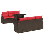 Gartensofa-set mit Kissen 7 pcs Braun Poly Rattan