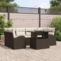 Gartensofa-set mit Kissen 7 pcs Braun Poly Rattan