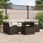 Gartensofa-set mit Kissen 7 pcs Braun Poly Rattan
