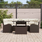Gartensofa-set mit Kissen 7 pcs Braun Poly Rattan