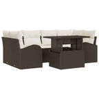 Gartensofa-set mit Kissen 7 pcs Braun Poly Rattan
