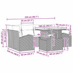 Gartensofa-set mit Kissen 7 pcs Braun Poly Rattan