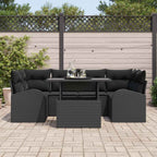 Gartensofa-set mit Kissen 7 pcs Schwarz Poly Rattan