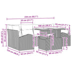 Gartensofa-set mit Kissen 7 pcs Braun Poly-Rattan
