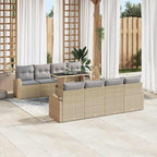 Garten-Sofa-Set mit Kissen 7 pcs Beige Poly Rattan