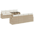 Garten-Sofa-Set mit Kissen 7 pcs Beige Poly Rattan