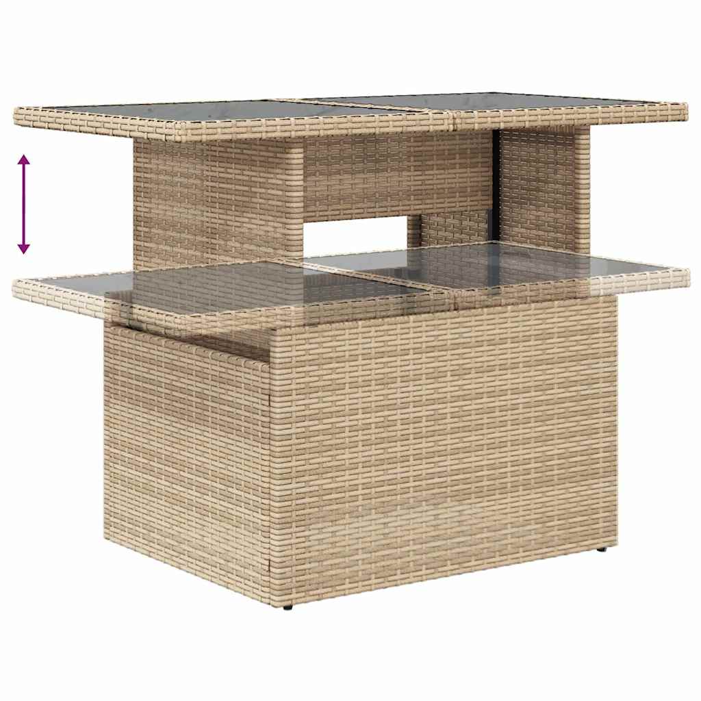 Garten-Sofa-Set mit Kissen 7 pcs Beige Poly Rattan