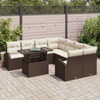 Gartensofa-set mit Speicher 9 pcs Braun Poly-Rattan