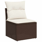 Gartensofa-set mit Speicher 9 pcs Braun Poly-Rattan