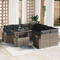 Gartensofa-set mit Speicher 9 pcs Grau Poly-Rattan