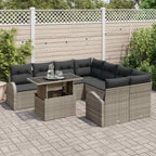 Gartensofa-set mit Speicher 9 pcs Grau Poly-Rattan