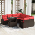 Gartensofa-set mit Speicher 9 pcs Braun Poly-Rattan