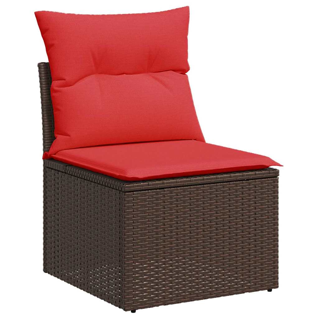 Gartensofa-set mit Speicher 9 pcs Braun Poly-Rattan