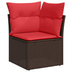 Gartensofa-set mit Speicher 9 pcs Braun Poly-Rattan