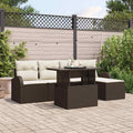 Garten-Sofa-Set mit Kissen 6 pcs Braun Poly-Rattan