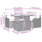 Gartensofa-set mit Speicher 5 pcs Braun und Rot Poly-Rattan