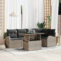 Gartensofa-set mit Speicher mit Kissen 6 pcs Grau Poly-Rattan