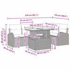 Gartensofa-set mit Speicher mit Kissen 6 pcs Grau Poly-Rattan