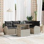 Gartensofa-set mit Speicher 6 pcs Hellgrau Poly-Rattan