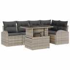 Gartensofa-set mit Speicher 6 pcs Hellgrau Poly-Rattan