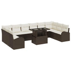 Gartensofa-set mit Speicher 11 pcs Braun und Creme Poly-Rattan