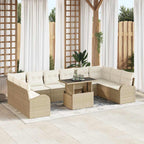 Gartensofa-set mit Speicher 11 pcs Beige und Creme Poly-Rattan
